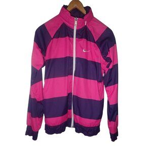 Vintage Y2K Nike Womens M‎ Pink Purple Reversible Striped  Windbreaker jacket